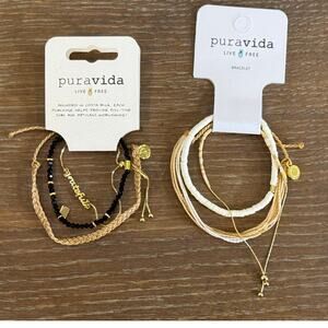 New Set of two 3 pack Rope Bracelets Black Cream "grateful'  New in package